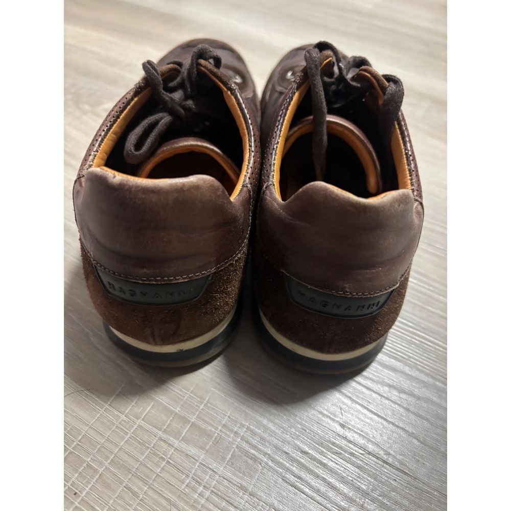 Magnanni‎ Mens Brown Leather Suede Perforated Low Top Sneakers 15746 Size 8 M - Picture 5 of 9